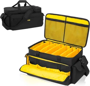 DJ Equipment Gig Bag Cable File Organizer Bag with Detachable Dividers and Padded Bottom,Travel Music Bag for Professional DJ Gear,Sound Equipment, Musical Instrument and Accessories