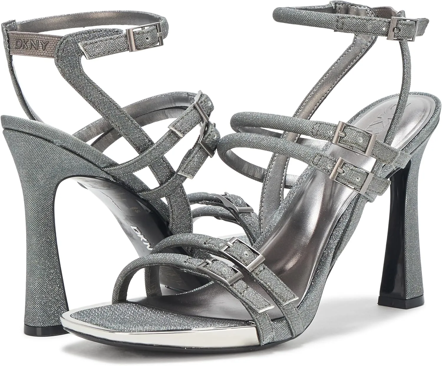 DKNY Women's Cyril Evening Double Belt Strap Heeled Pump Sandal