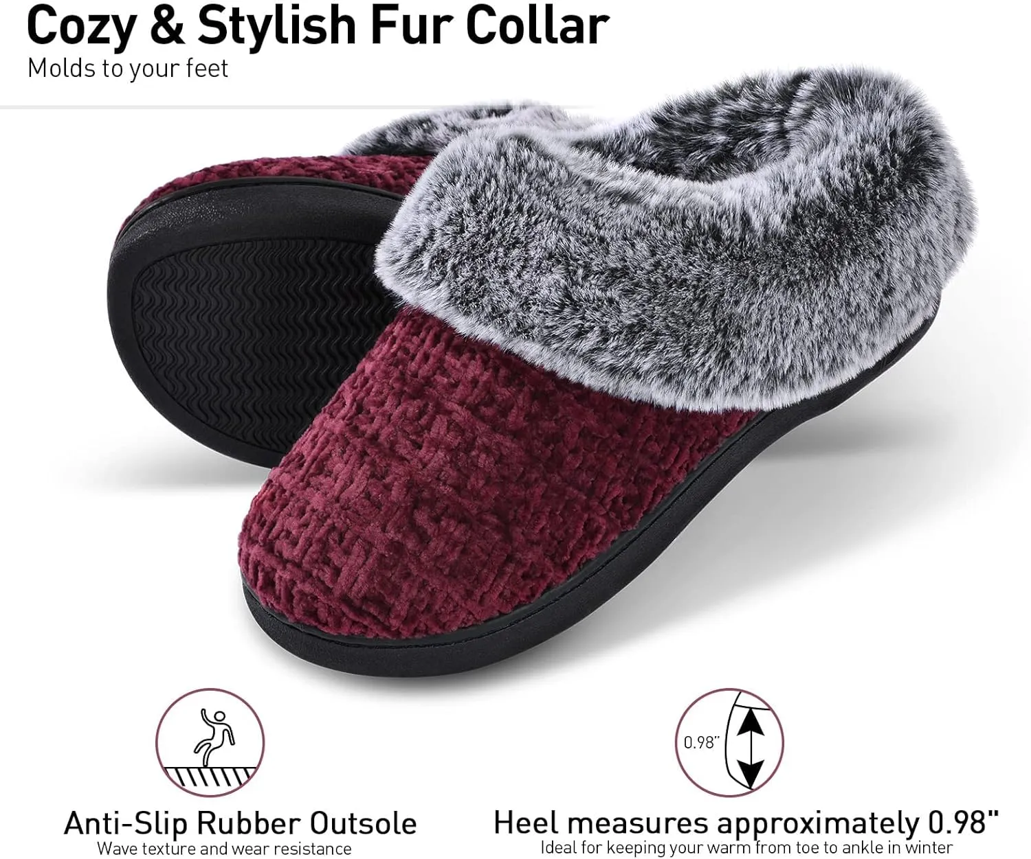 DL Women's Memory Foam Moccasin Slippers Micro Suede with Breathable Faux Fur Lining Slip On House Shoes Micro Indoor & Outdoor