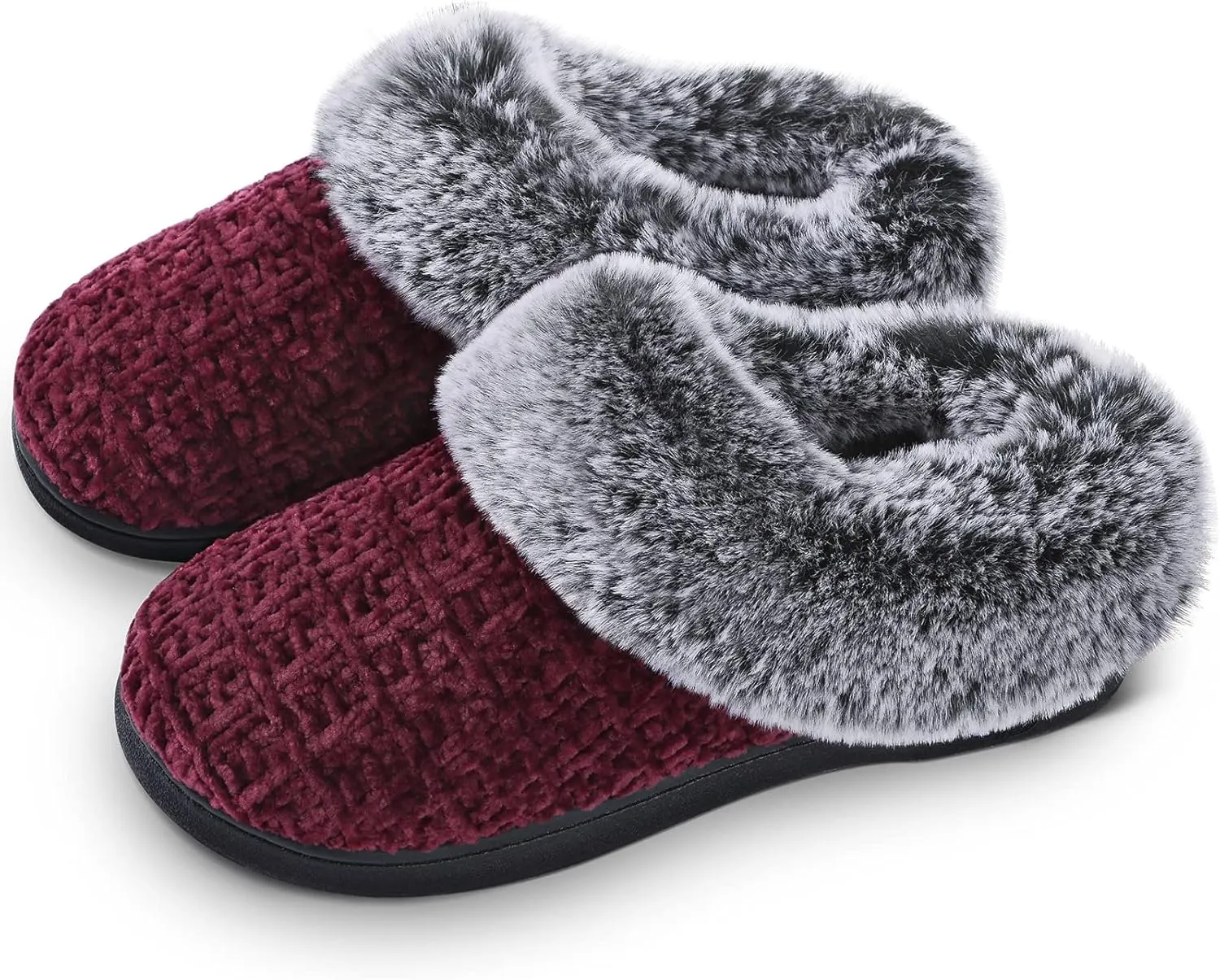 DL Women's Memory Foam Moccasin Slippers Micro Suede with Breathable Faux Fur Lining Slip On House Shoes Micro Indoor & Outdoor