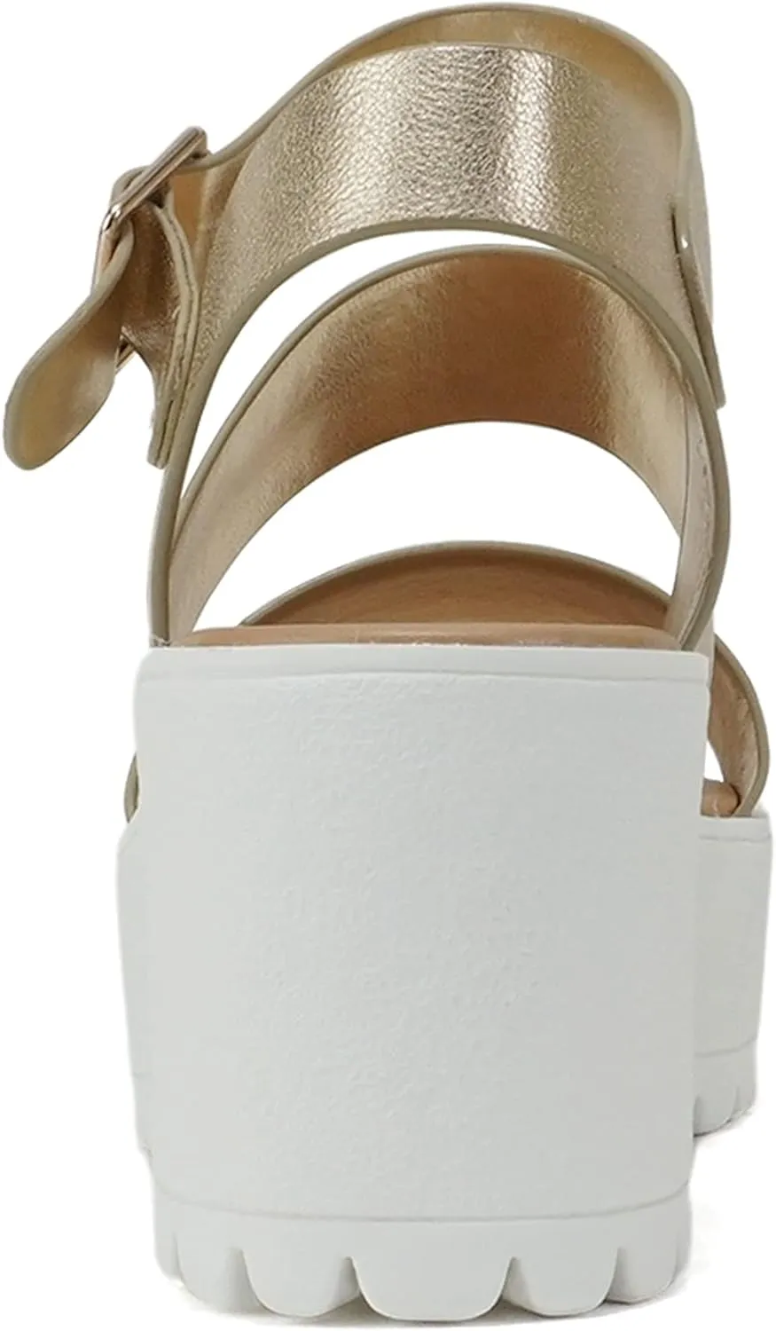 Donna ~ Women Open Toe Two Bands Lug sole Fashion Block Heel Sandals with Adjustable Ankle Strap
