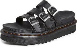 Dr. Martens womens Slide Sandal, Black Hydro Leather, 5 US