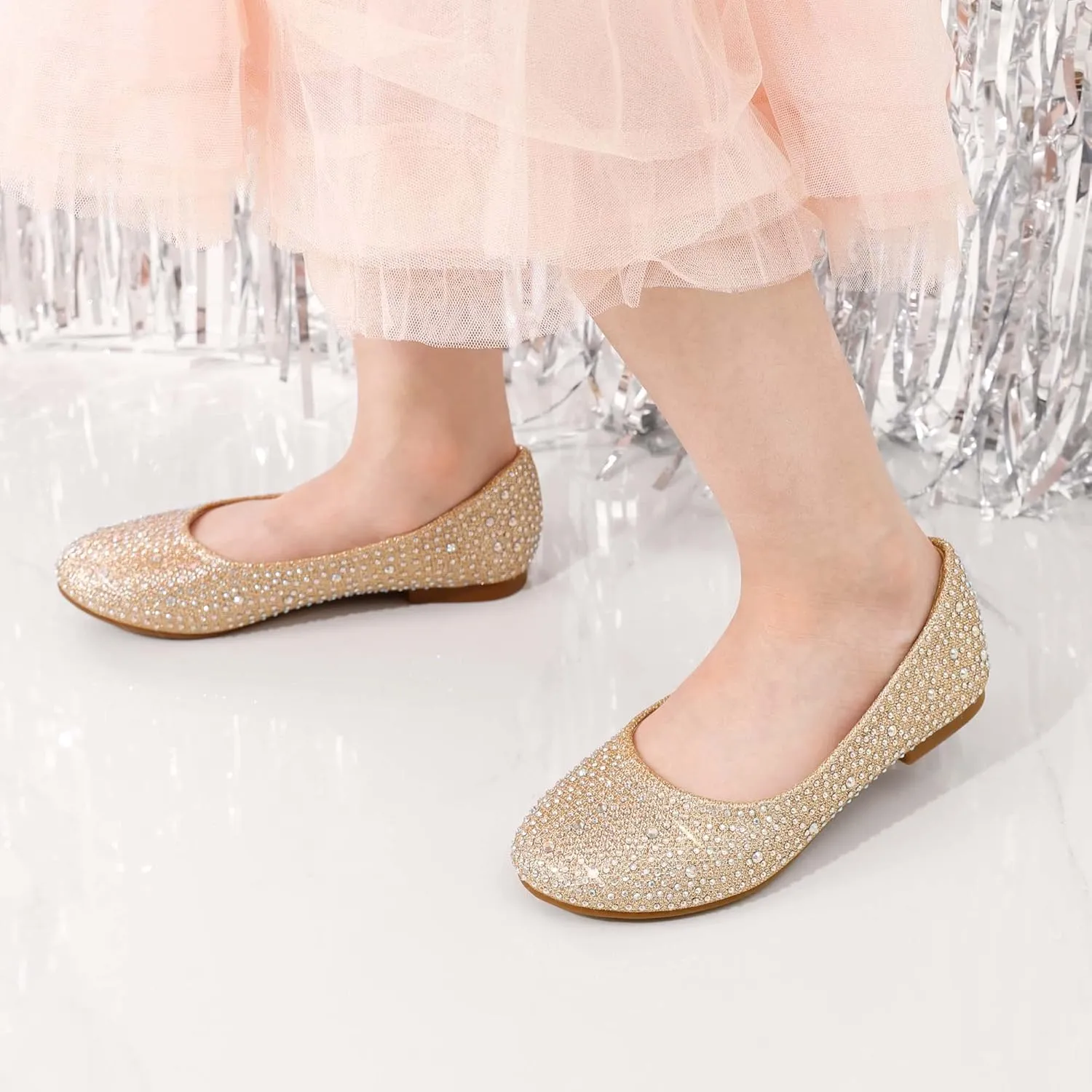 DREAM PAIRS Girls Dress Shoes Slip on Ballerina Flats for Wedding/Party