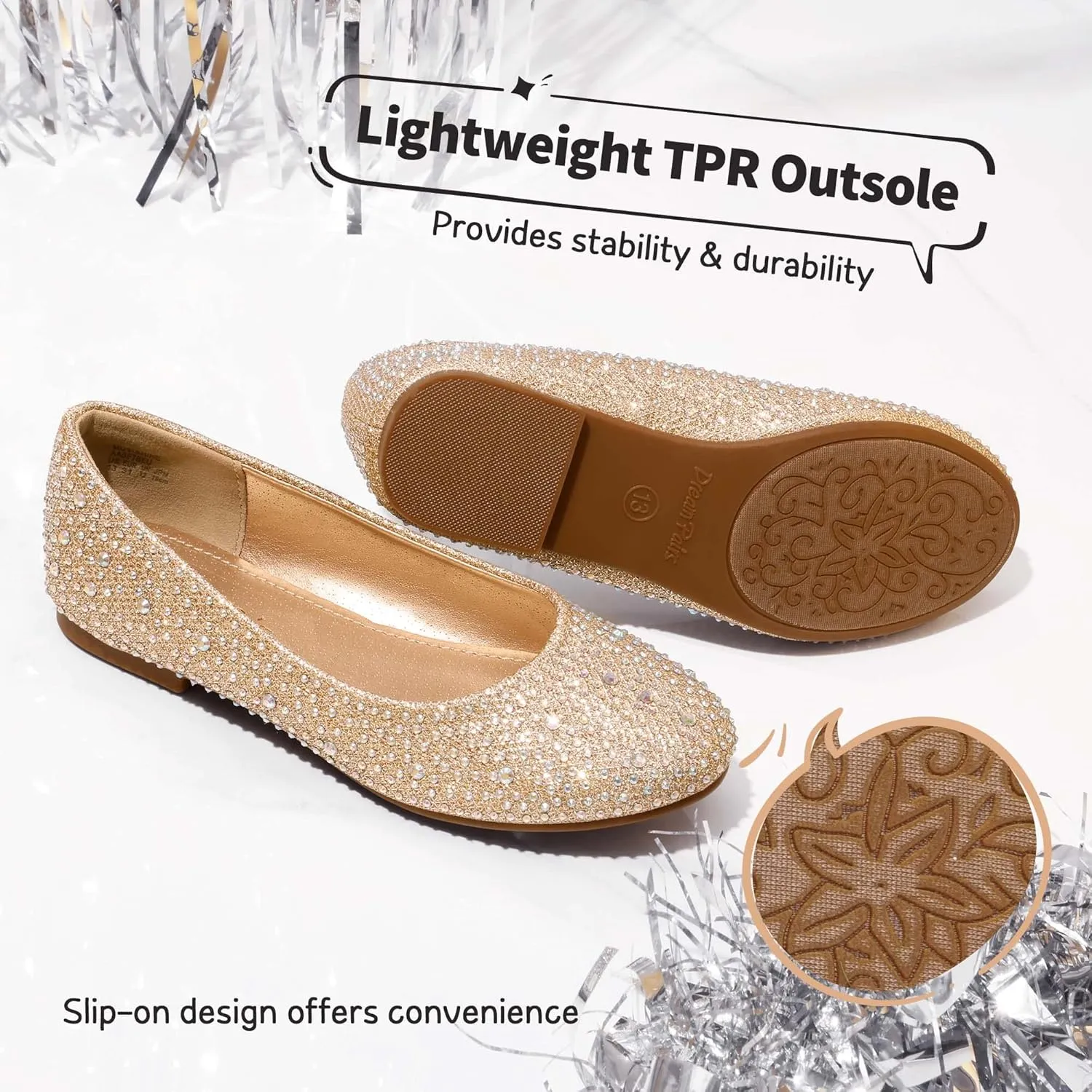 DREAM PAIRS Girls Dress Shoes Slip on Ballerina Flats for Wedding/Party