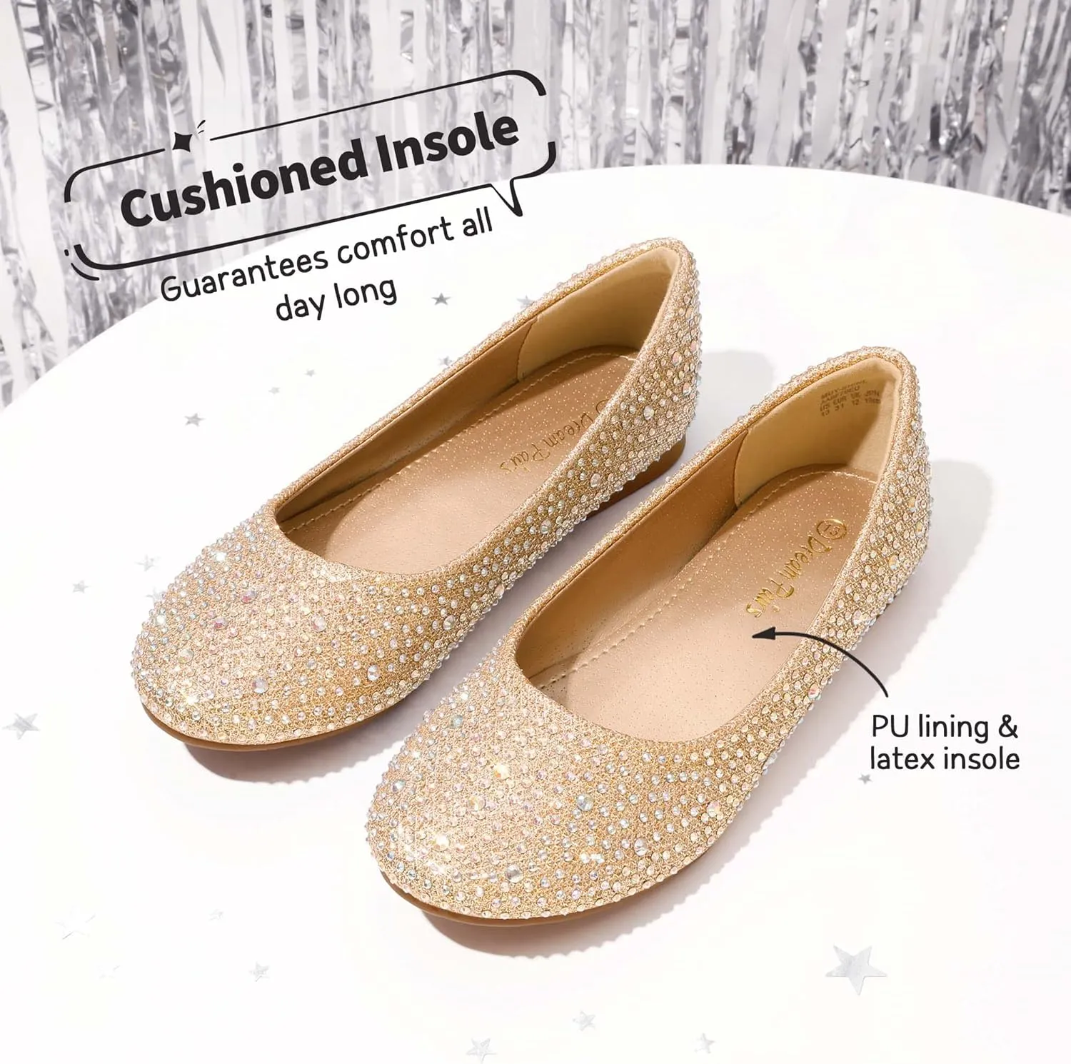 DREAM PAIRS Girls Dress Shoes Slip on Ballerina Flats for Wedding/Party