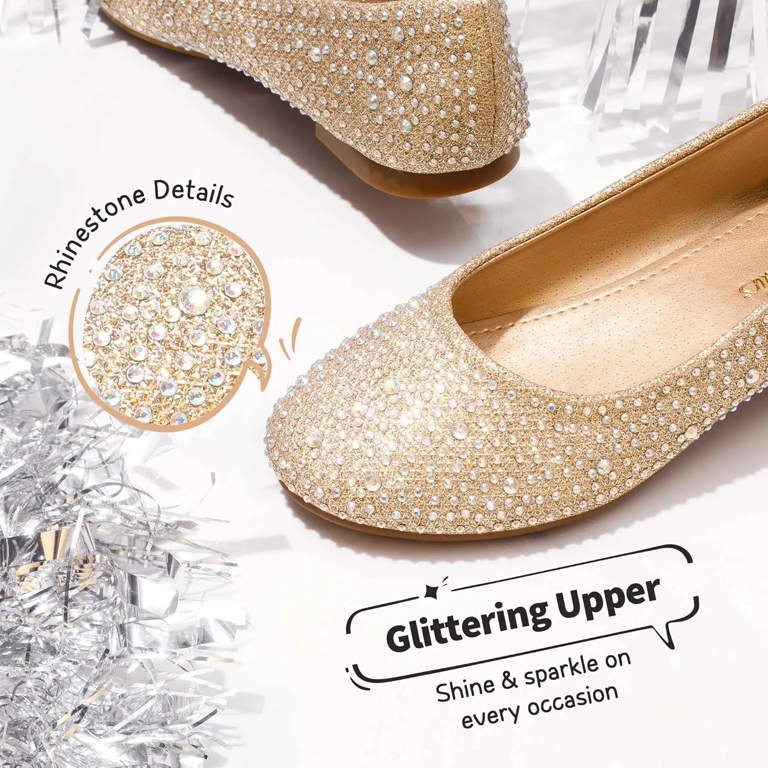 DREAM PAIRS Girls Dress Shoes Slip on Ballerina Flats for Wedding/Party