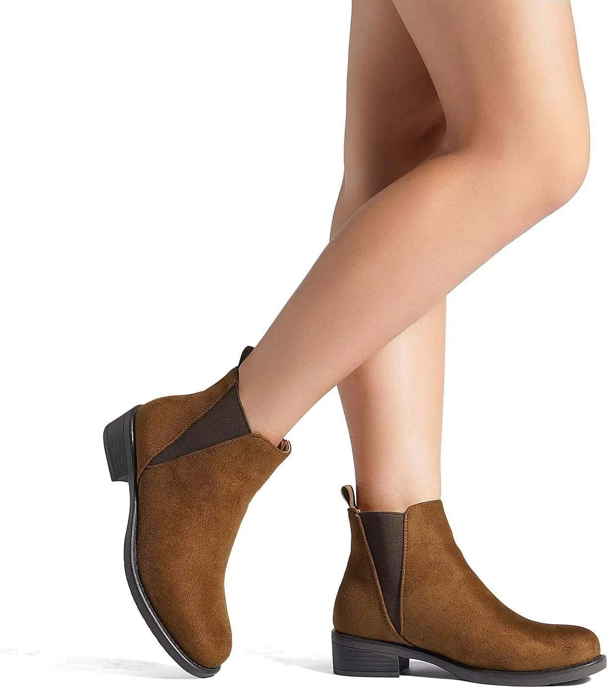 DREAM PAIRS Women's Ankle Boots Chunky Low Heel Chelsea Booties Slip On Elastic Fall Short Boots