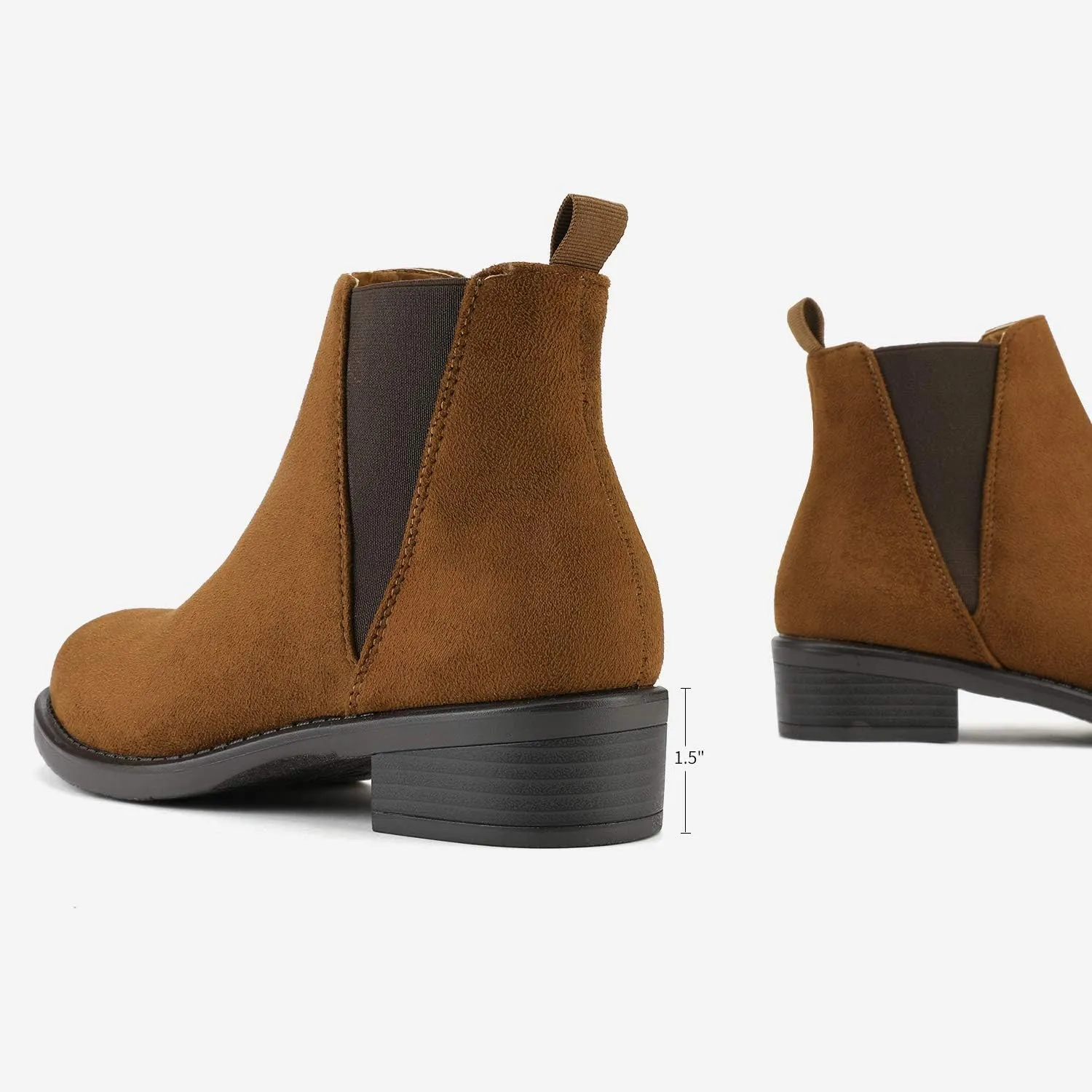 DREAM PAIRS Women's Ankle Boots Chunky Low Heel Chelsea Booties Slip On Elastic Fall Short Boots