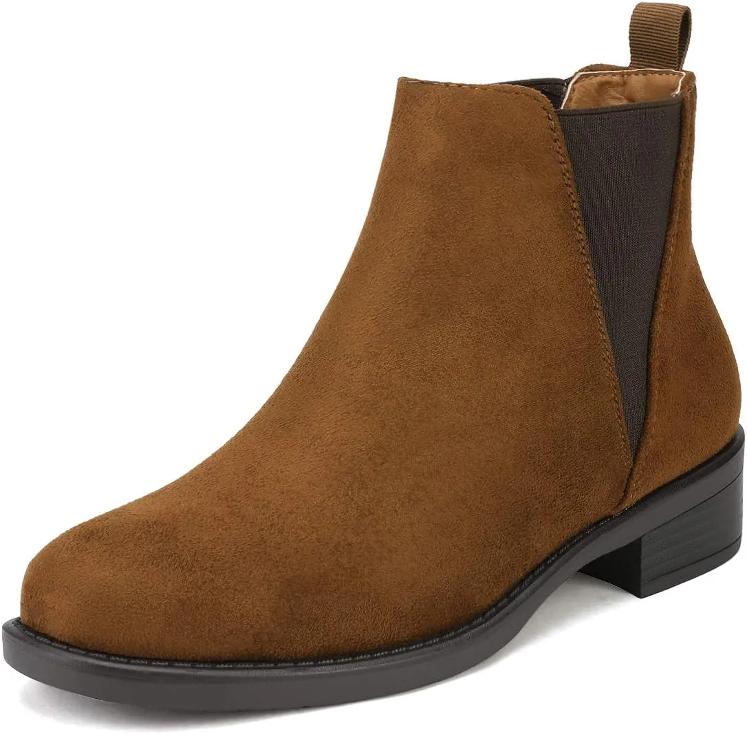 DREAM PAIRS Women's Ankle Boots Chunky Low Heel Chelsea Booties Slip On Elastic Fall Short Boots