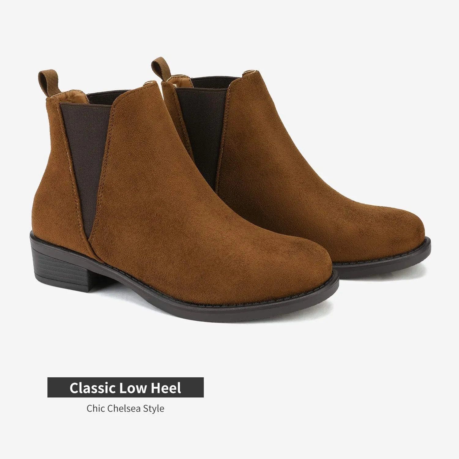 DREAM PAIRS Women's Ankle Boots Chunky Low Heel Chelsea Booties Slip On Elastic Fall Short Boots