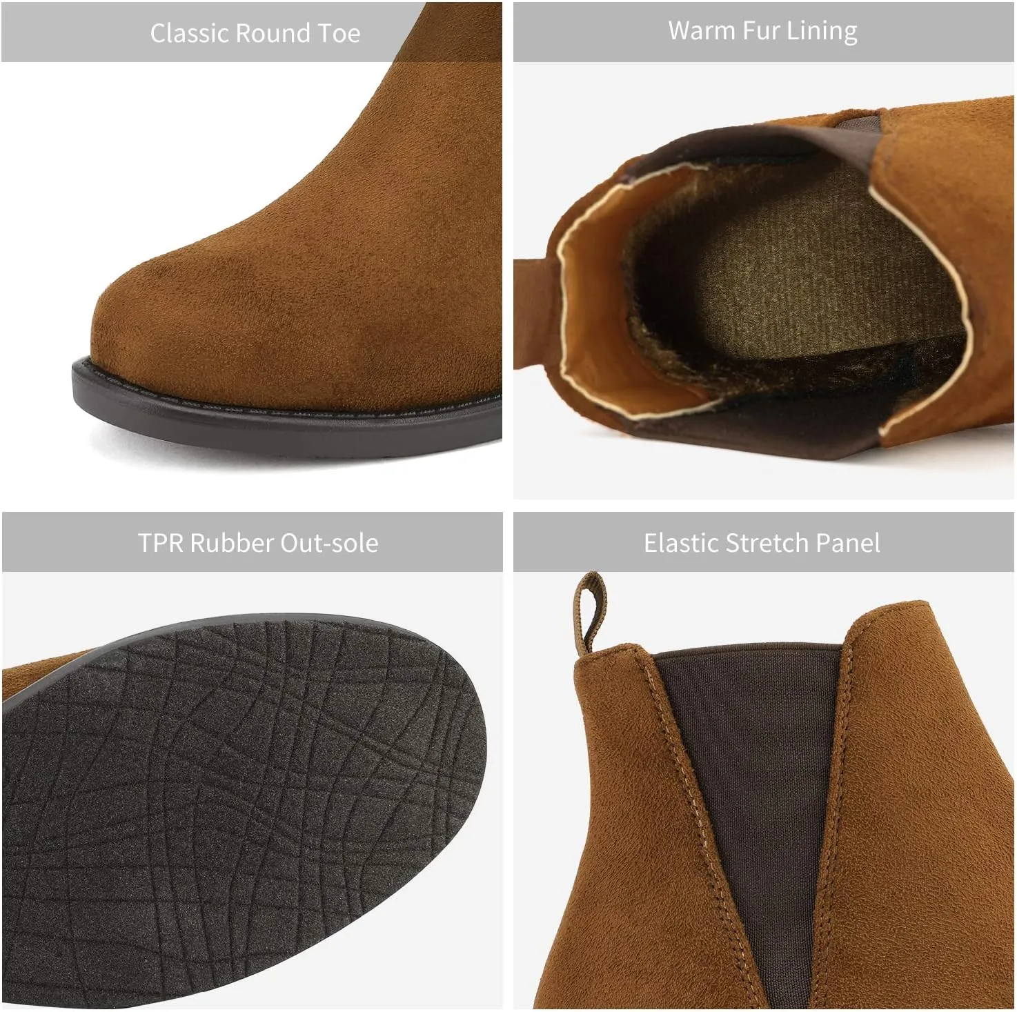 DREAM PAIRS Women's Ankle Boots Chunky Low Heel Chelsea Booties Slip On Elastic Fall Short Boots