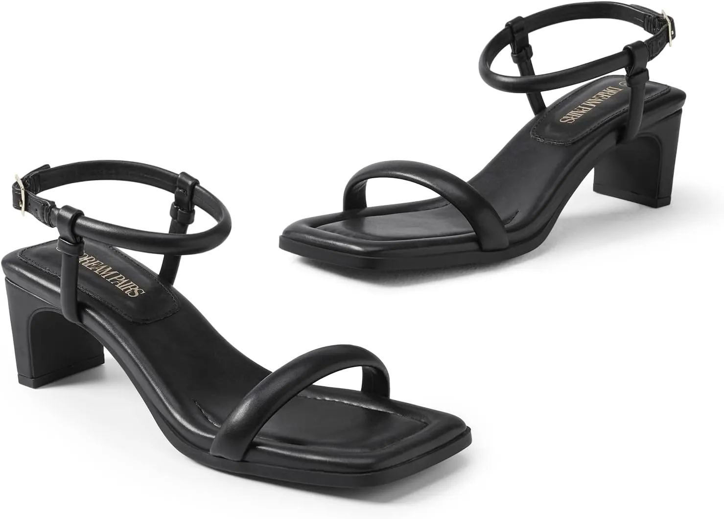 DREAM PAIRS Womens Heels Open Toe Ankle Strap Square Cute Wedding Party Sandal Comfort Dress Shoes