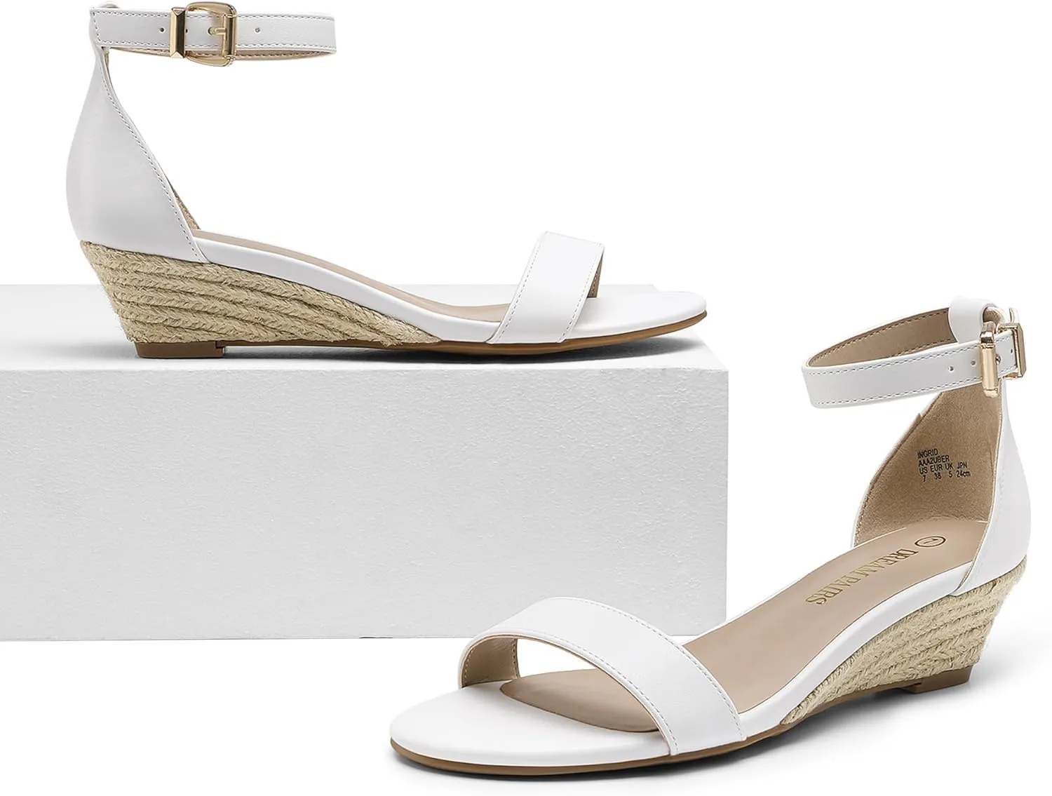 DREAM PAIRS Women's Ingrid Ankle Strap Low Wedge Sandal