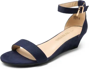 DREAM PAIRS Women's Ingrid Ankle Strap Low Wedge Sandal