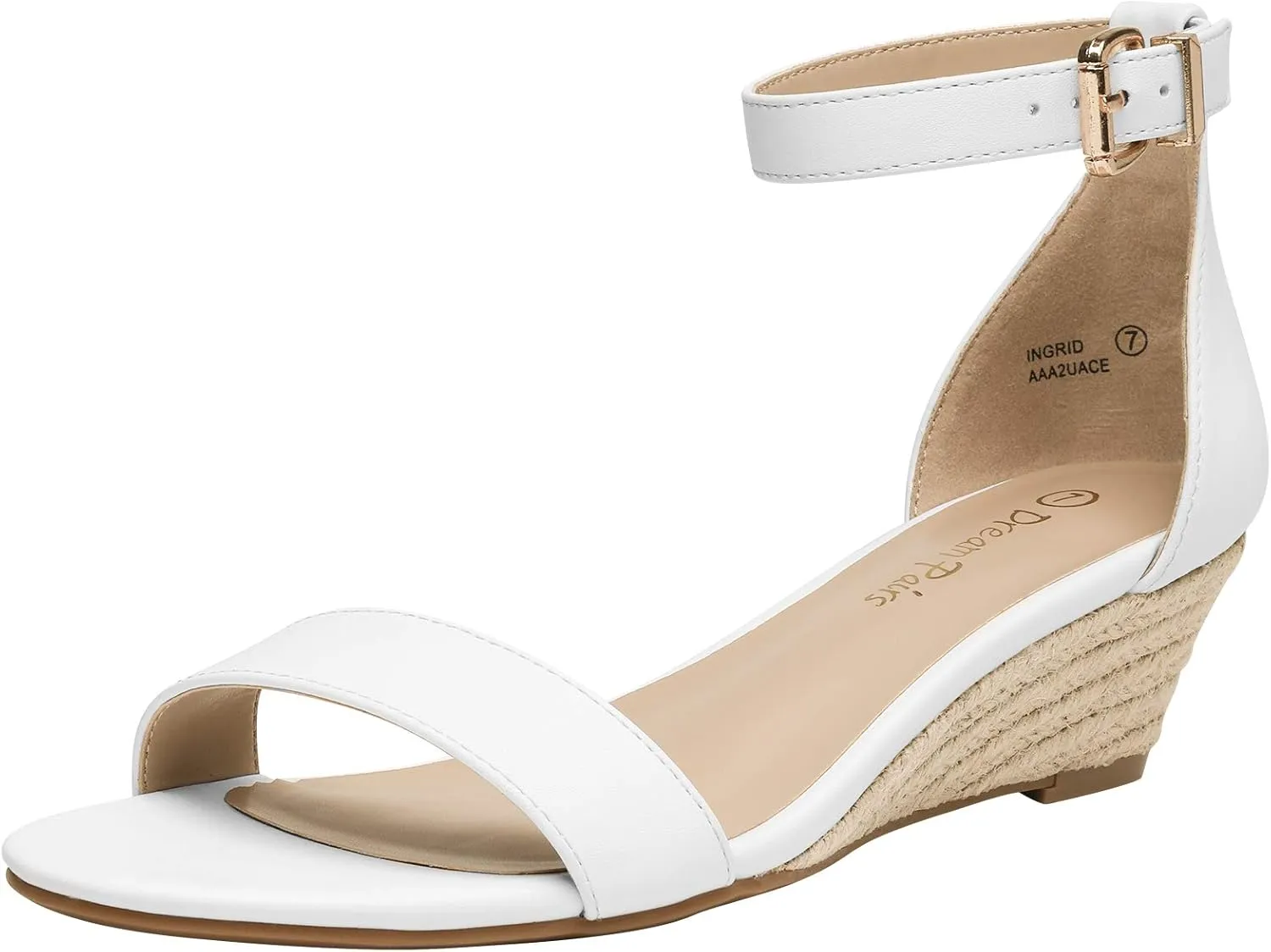 DREAM PAIRS Women's Ingrid Ankle Strap Low Wedge Sandal