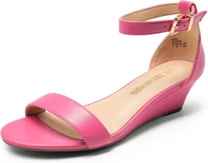 DREAM PAIRS Women's Ingrid Ankle Strap Low Wedge Sandal