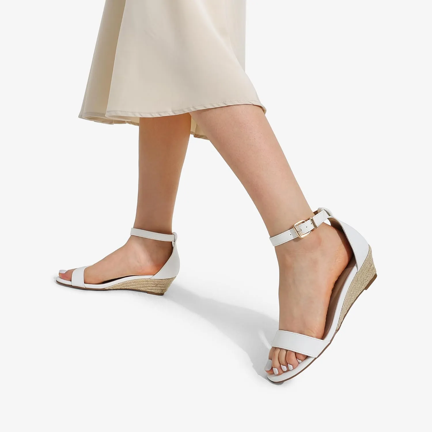 DREAM PAIRS Women's Ingrid Ankle Strap Low Wedge Sandal