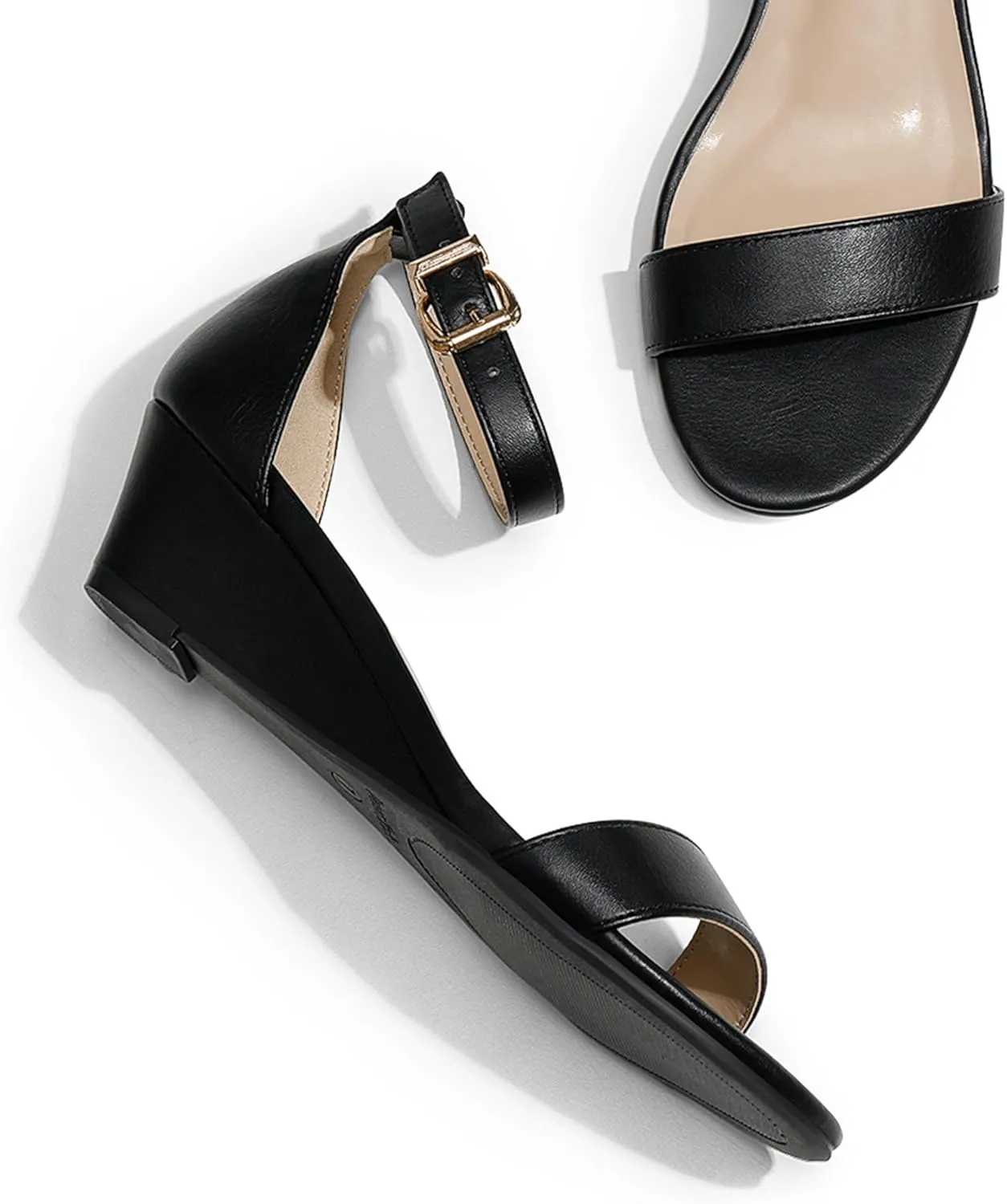 DREAM PAIRS Women's Ingrid Ankle Strap Low Wedge Sandal