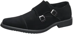 Dress Oxford for Men Slip On Frosted Suede Double Buckle Dress Monk Shoes New Handmade Slip On Oxford Shoes Low Top Non Slip Walking