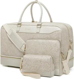 Duffle Bag for Travel,Weekender Bags for Women with Toiletry Bag,Carry On Overnight Bag,40L Gym Bags for Women,Personal Item Travel Bag with Shoe Compartment