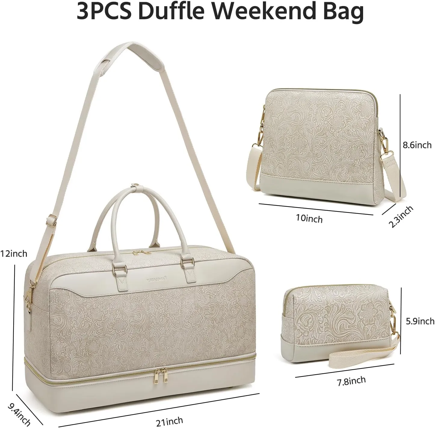 Duffle Bag for Travel,Weekender Bags for Women with Toiletry Bag,Carry On Overnight Bag,40L Gym Bags for Women,Personal Item Travel Bag with Shoe Compartment