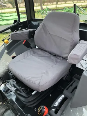 Durafit Seat Covers, Compatible with KIOTI CK,DK and NS Series CAB Tractor ONLY, Grammar Suspension seat. Two Piece Vinyl seat, with ARMREST. Gray Waterproof Endura.