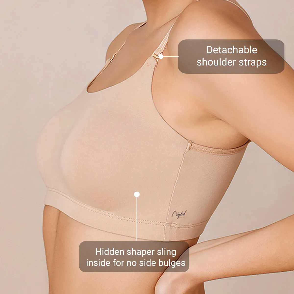 Easy Breezy Slip on Bra PO2-NYB165-Beige and Black