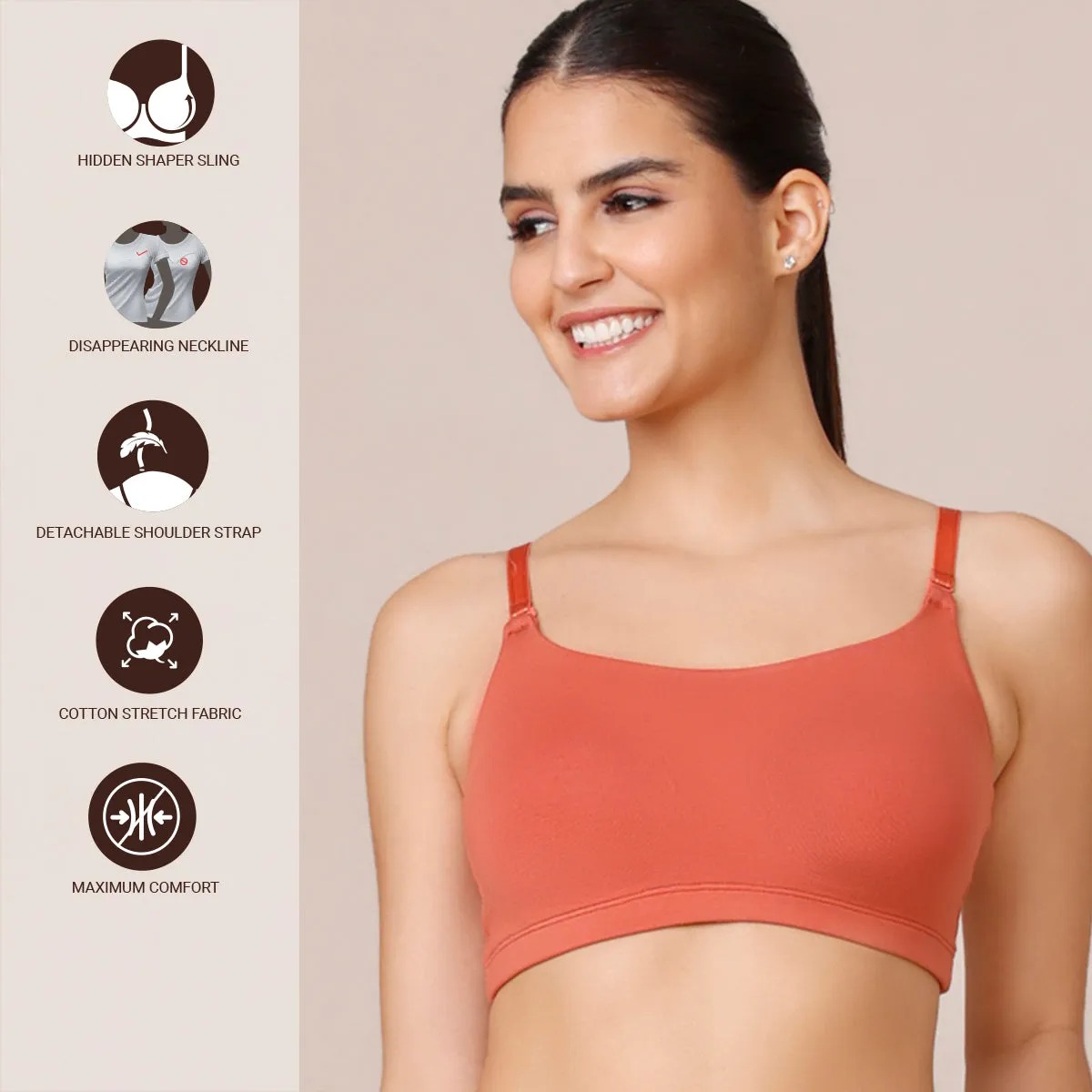 Easy Breezy Slip on Bra PO2-NYB165-Black and Carrot