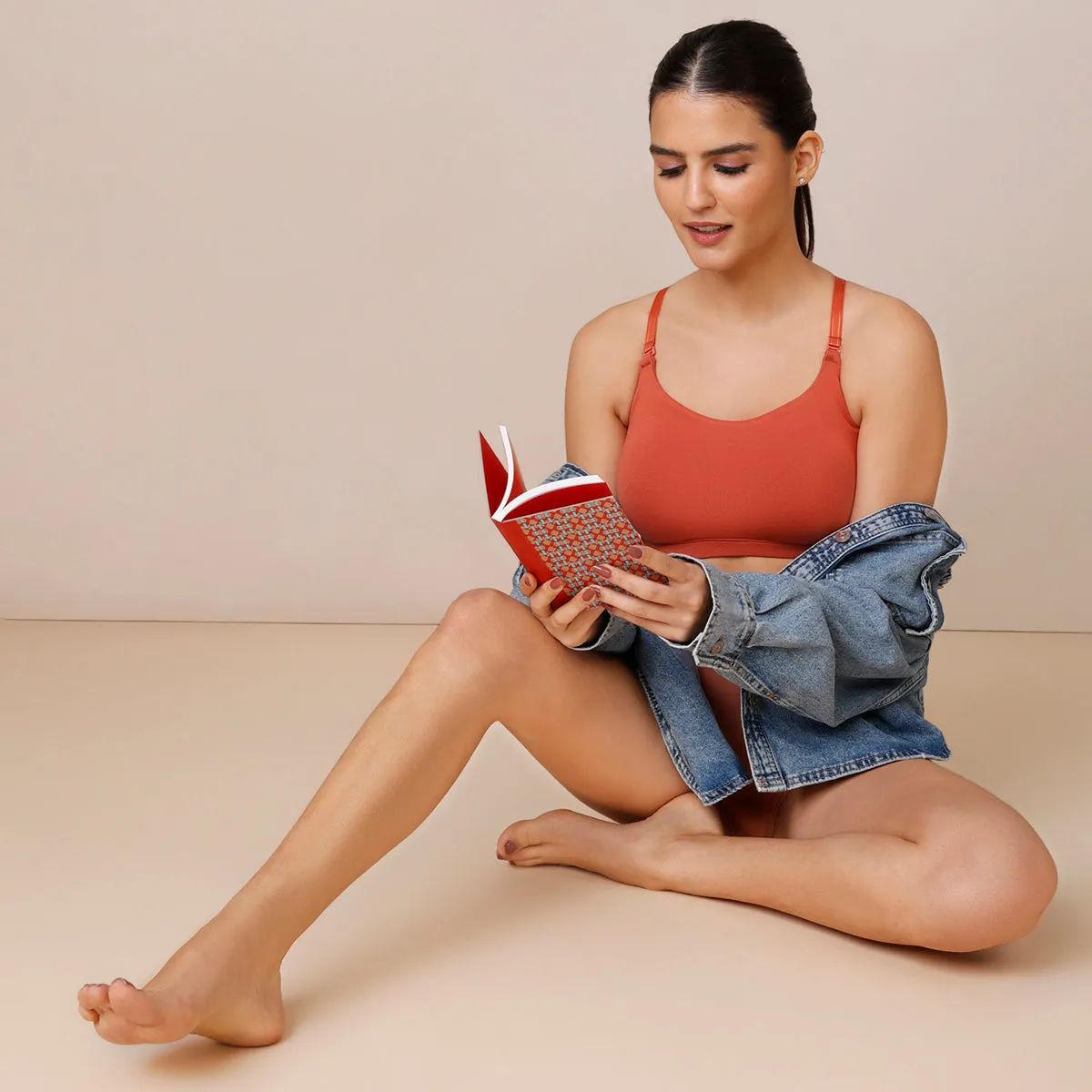 Easy Breezy Slip on Bra PO2-NYB165-Black and Carrot