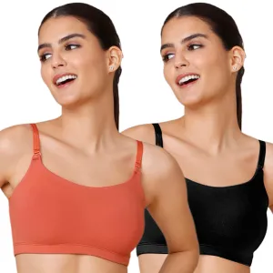 Easy Breezy Slip on Bra PO2-NYB165-Black and Carrot