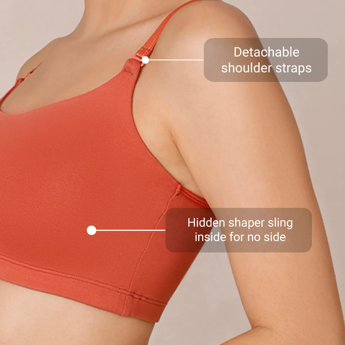 Easy Breezy Slip on Bra PO2-NYB165-Black and Carrot