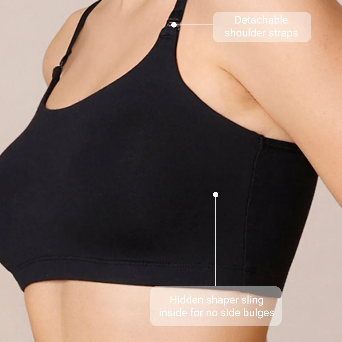 Easy Breezy Slip on Bra PO2-NYB165-Black and Carrot