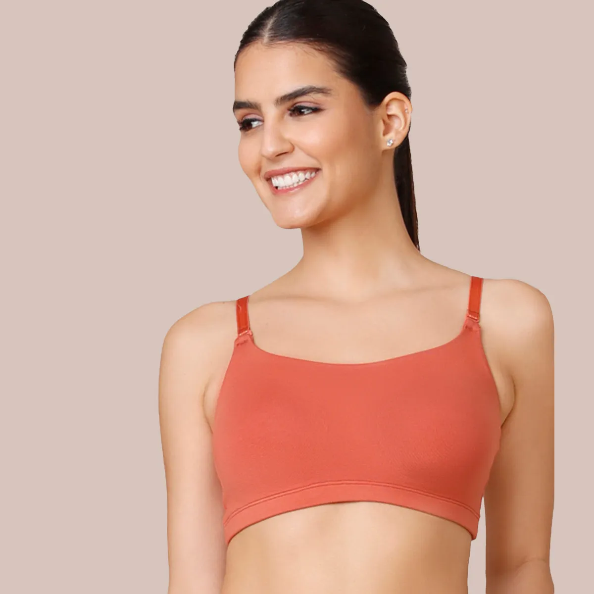 Easy Breezy Slip on Bra PO2-NYB165-Black and Carrot