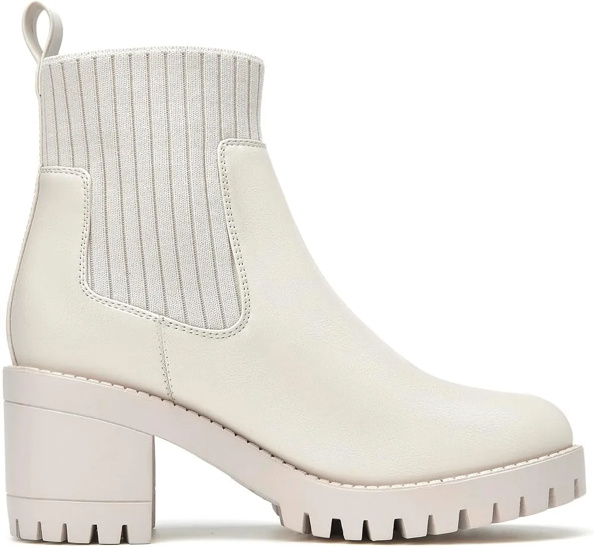 EETTARO Women's Chunky Heel Ankle Boots Lug Sole Platform Elastic Chelsea Boot Fashion Almond Toe Stretch Slip-On Booties