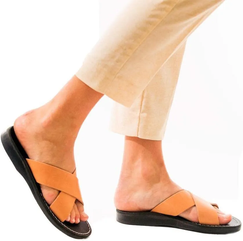 Elan - Leather Cross Strap Sandal - Womens Sandals