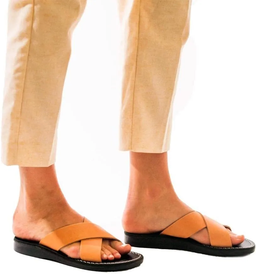 Elan - Leather Cross Strap Sandal - Womens Sandals