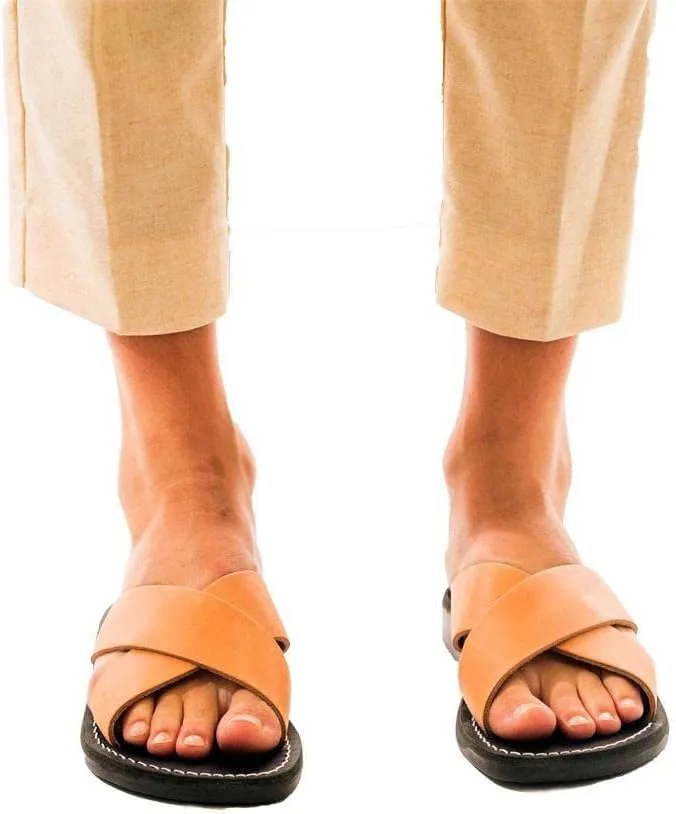 Elan - Leather Cross Strap Sandal - Womens Sandals