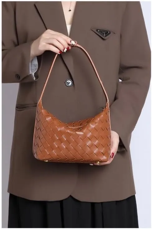 Elegant Woven PU Leather Bag - Versatile and Stylish Shoulder Bag for Women
