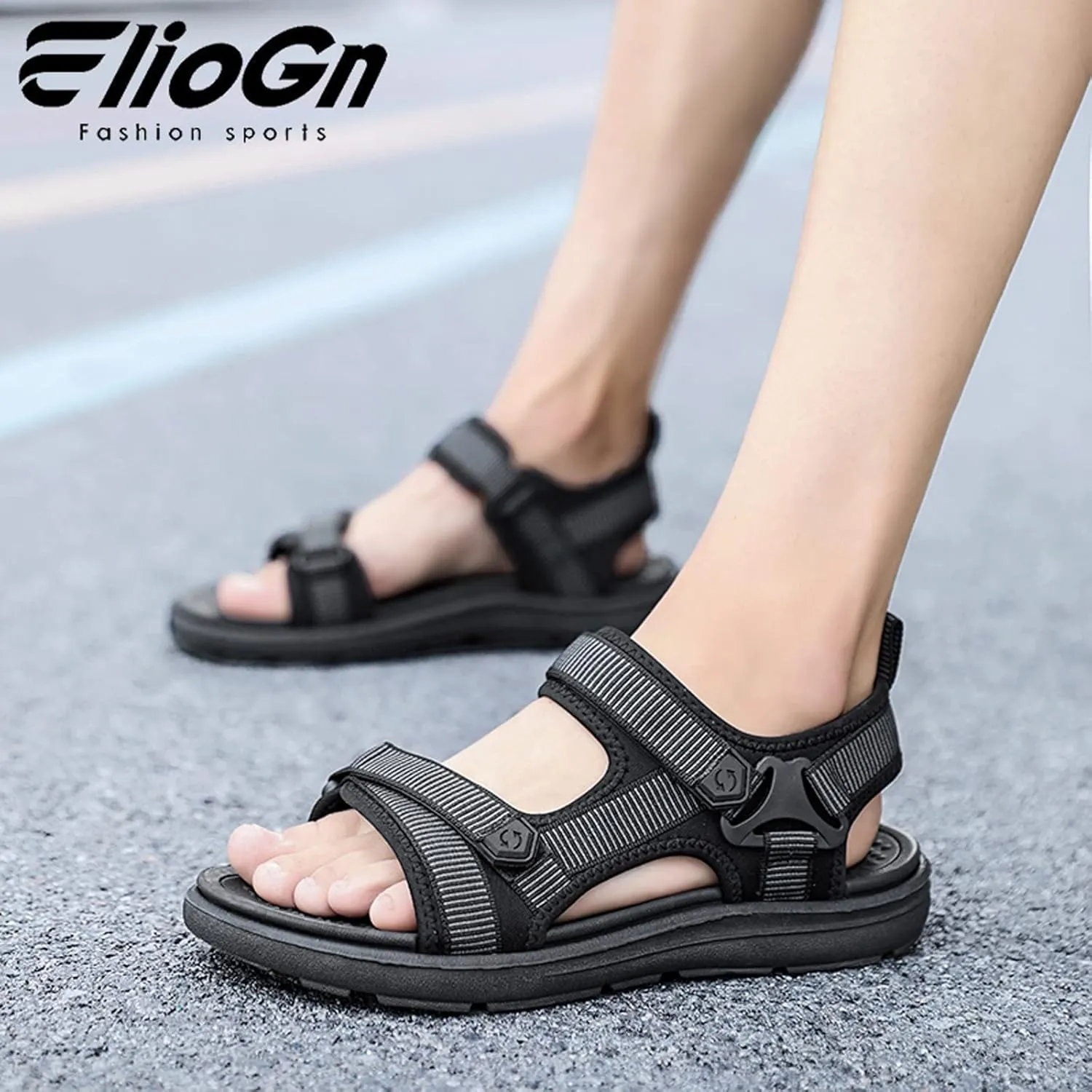 Eliogn Men's Sports Sandals Arch Support Open Toe Trail Outdoor Hiking Sandals Beach Sandals Summer Water Shoes