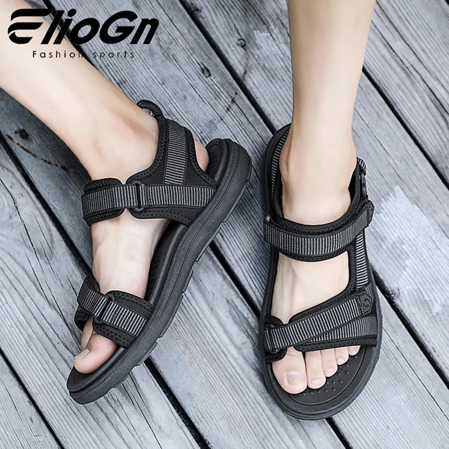 Eliogn Men's Sports Sandals Arch Support Open Toe Trail Outdoor Hiking Sandals Beach Sandals Summer Water Shoes