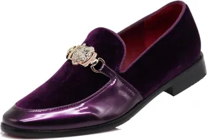 Enzo Romeo SPK65 Men's Fashion Rhinestone Glitter Buckle Slip On Dress Shoes