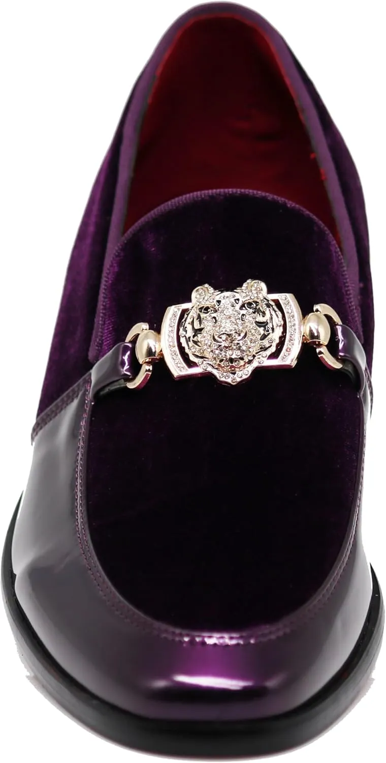 Enzo Romeo SPK65 Men's Fashion Rhinestone Glitter Buckle Slip On Dress Shoes