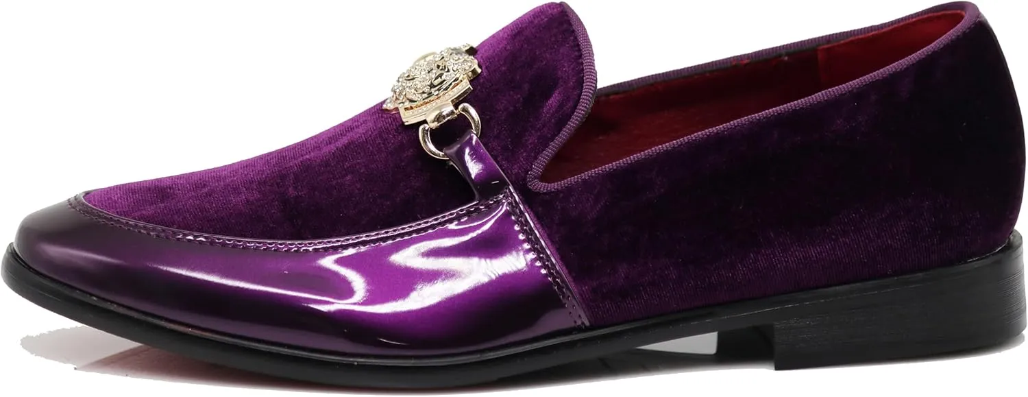 Enzo Romeo SPK65 Men's Fashion Rhinestone Glitter Buckle Slip On Dress Shoes
