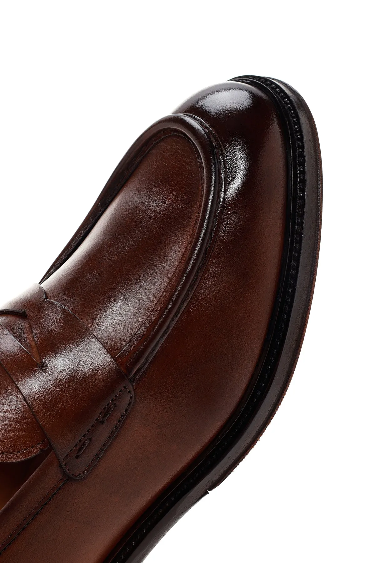 Erkek Kahverengi Deri Klasik Loafer