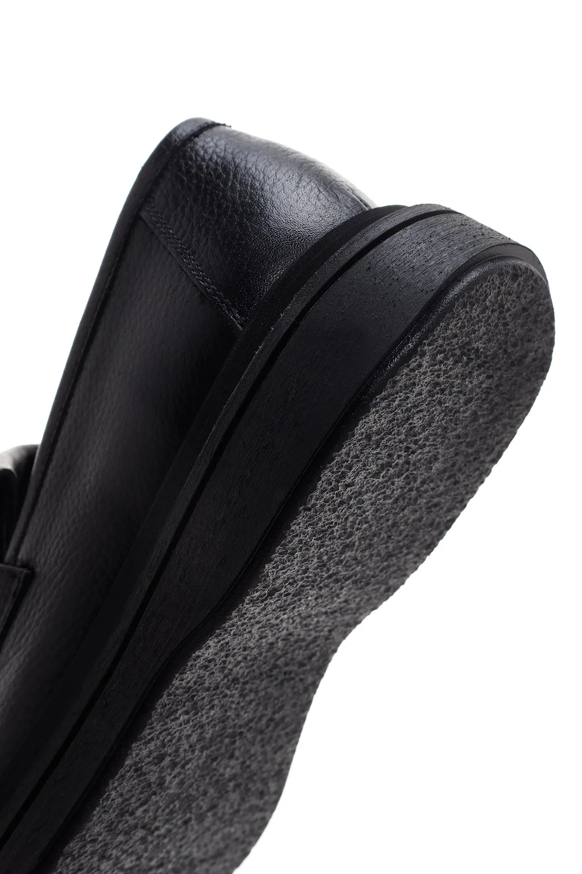 Erkek Siyah Deri Püsküllü Loafer