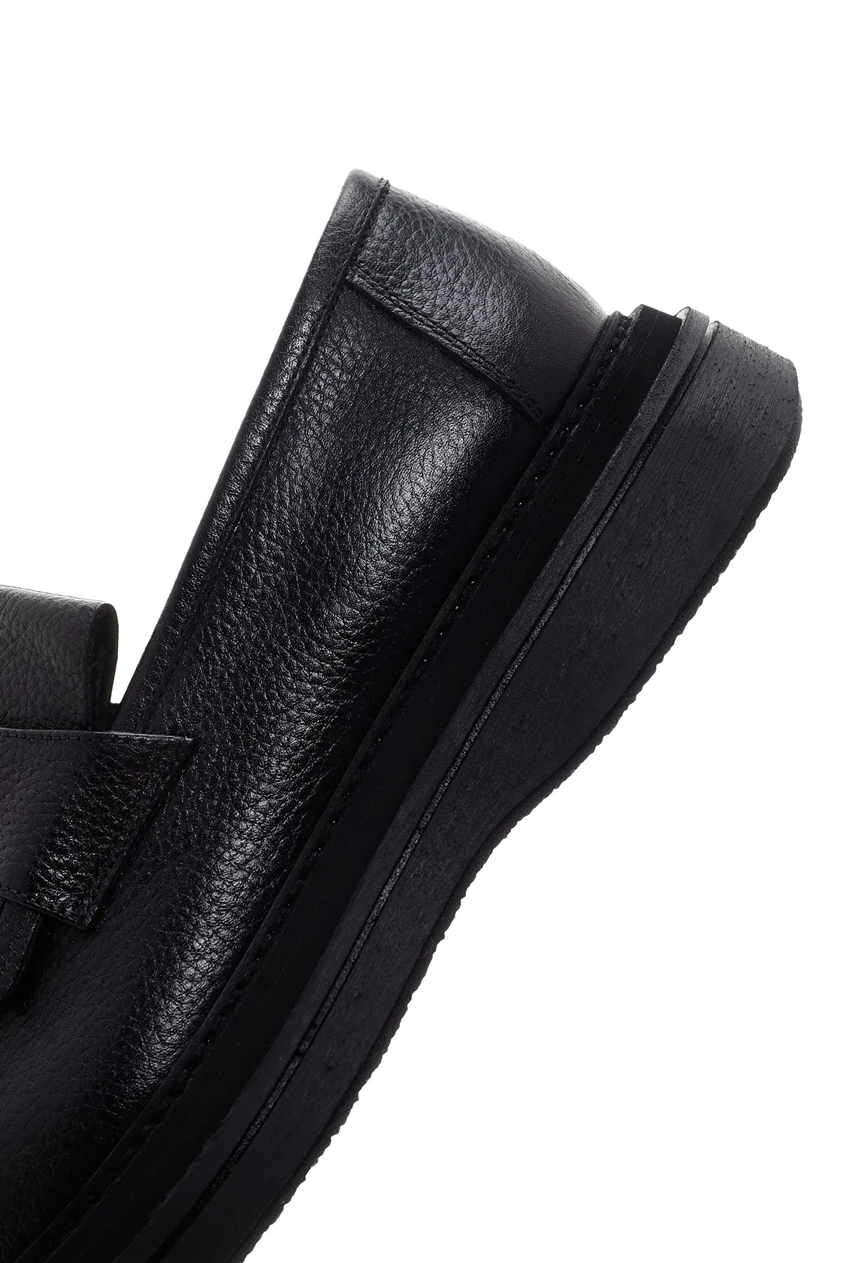 Erkek Siyah Deri Püsküllü Loafer