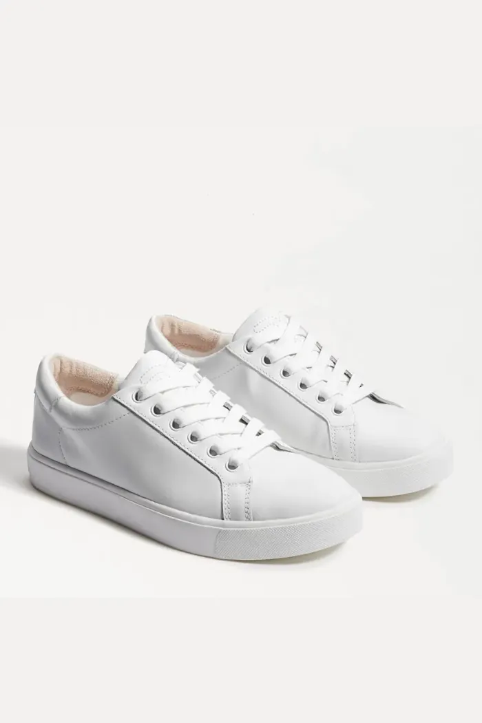 Ethyl Lace Up Sneakers - White Leather