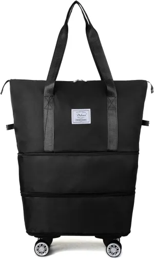 Expandable Large Capacity Weekender and Gym Tote for Women: Versatile Travel Duffel with Detachable Wheels and Dry-Wet Separation, Water-Resistant - Ideal Carry On Bag