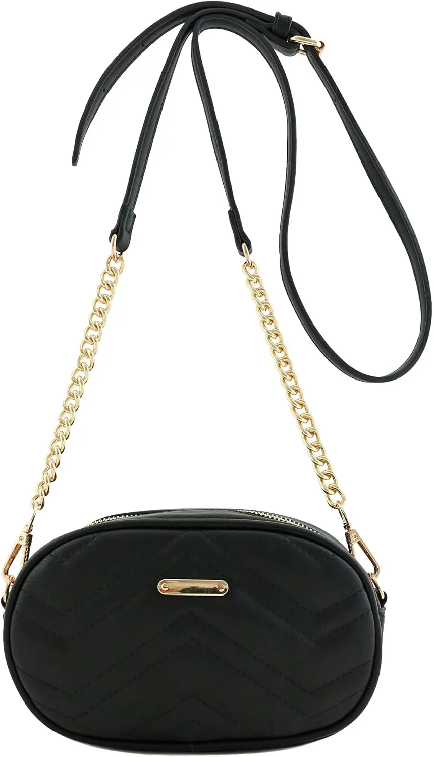 FashionPuzzle Quilted Small Versatile Purse Fanny Pack Waist Bag Crossbody