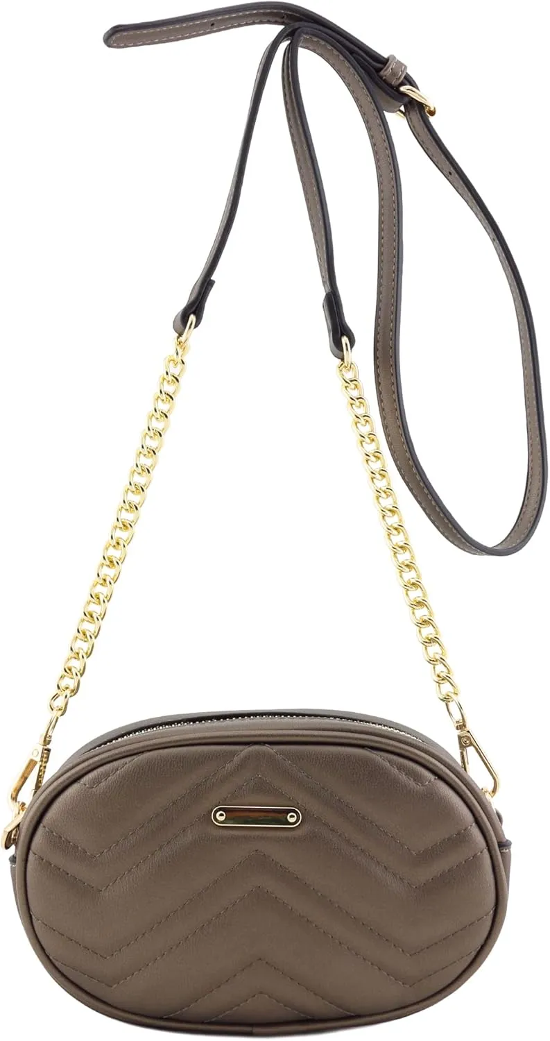 FashionPuzzle Quilted Small Versatile Purse Fanny Pack Waist Bag Crossbody